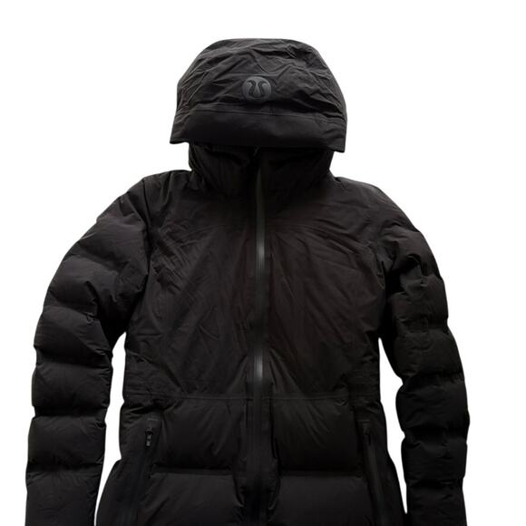 Lululemon Sleet Street Long Jacket Black Size 6 600-Fill Puffer Coat Winter Ski - Picture 2 of 10